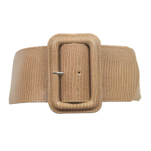 Ceinture Extra Large XXL à Taille Élastique avec Large Boucle Modèle Lelie Beige