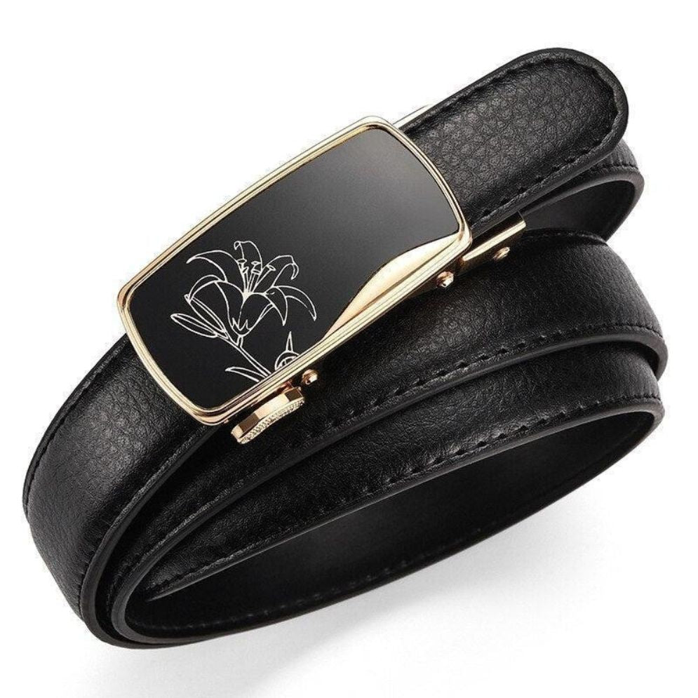 Ceinture Femme Boucle Automatique Dorée Modèle Thema - La Ceinturerie