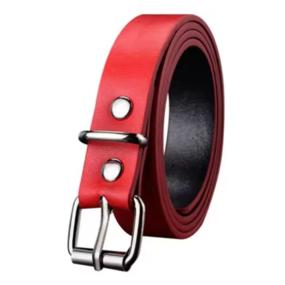 Ceinture Fille en Simili-Cuir à Ardillon Classique Rouge