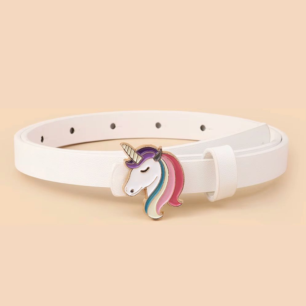 Ceinture Fille Simili et Boucle Licorne Blanche