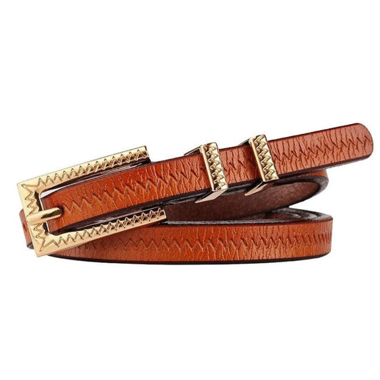 Ceinture Fine Cuir Motifs Zigzag Femme Modèle Eline - La Ceinturerie

