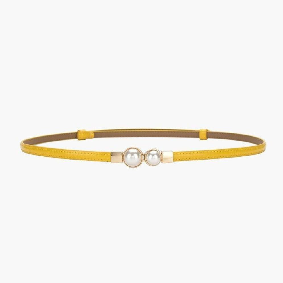 Ceinture Fine en Cuir pour Femme Modèle Krokae Jaune
