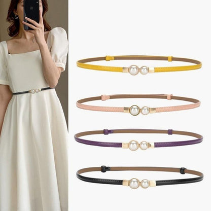 Ceinture Fine en Cuir pour Femme Modèle Krokae Portée
