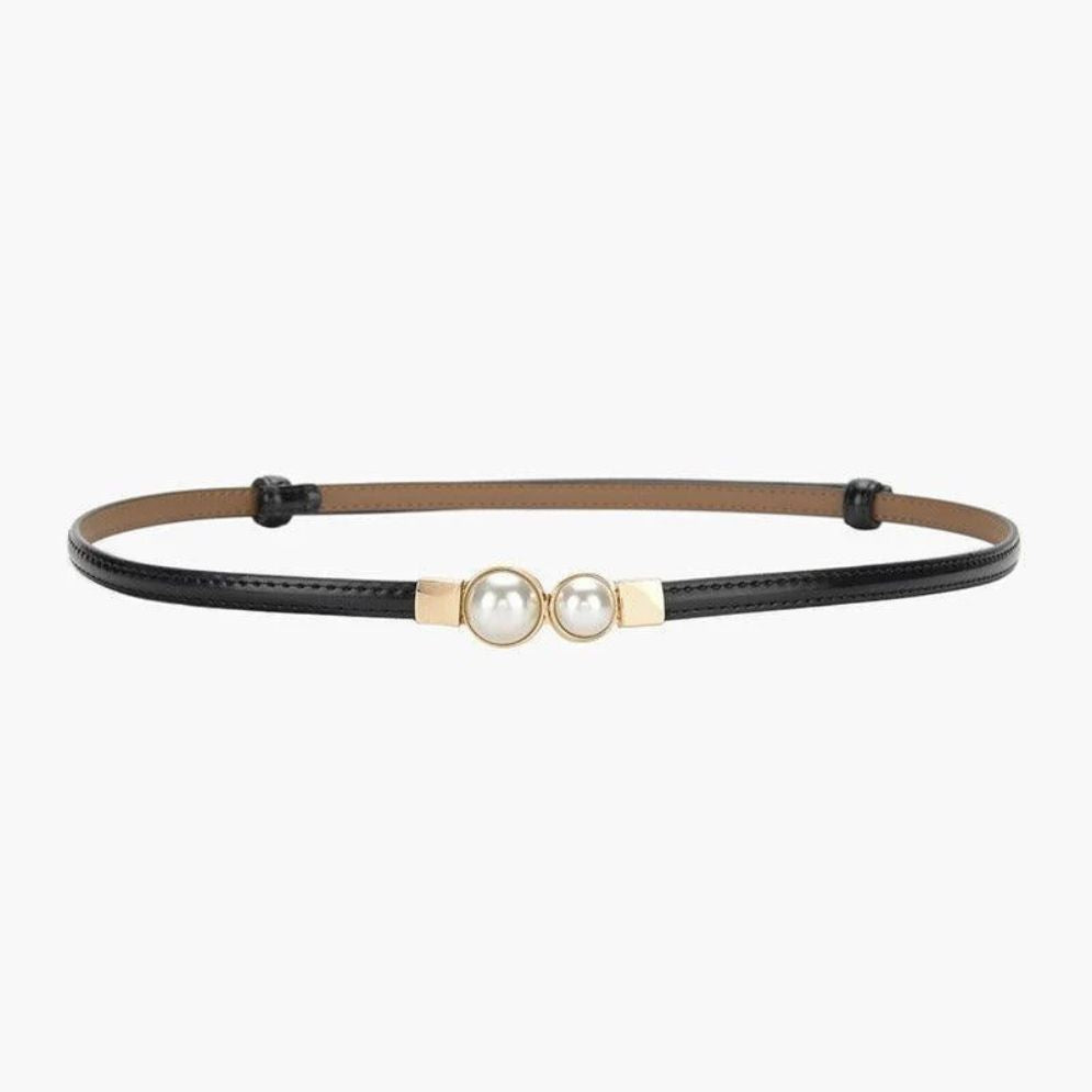 Ceinture Fine en Cuir pour Femme Modèle Krokae Noire
