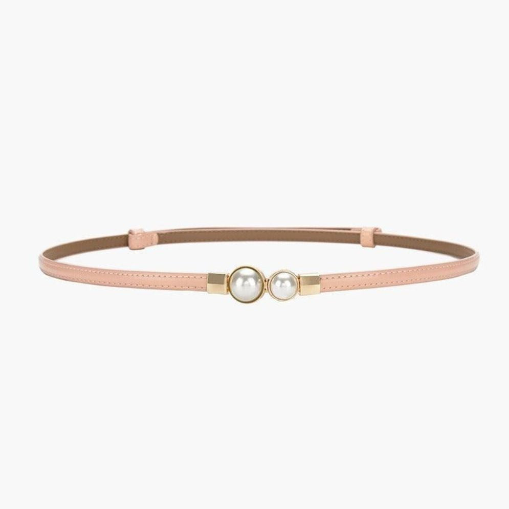 Ceinture Fine en Cuir pour Femme Modèle Krokae Rose
