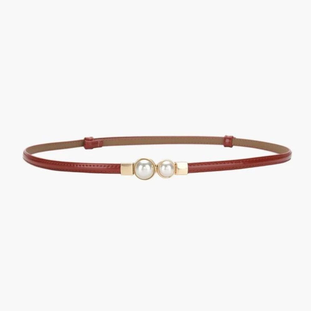 Ceinture Fine en Cuir pour Femme Modèle Krokae Rouge
