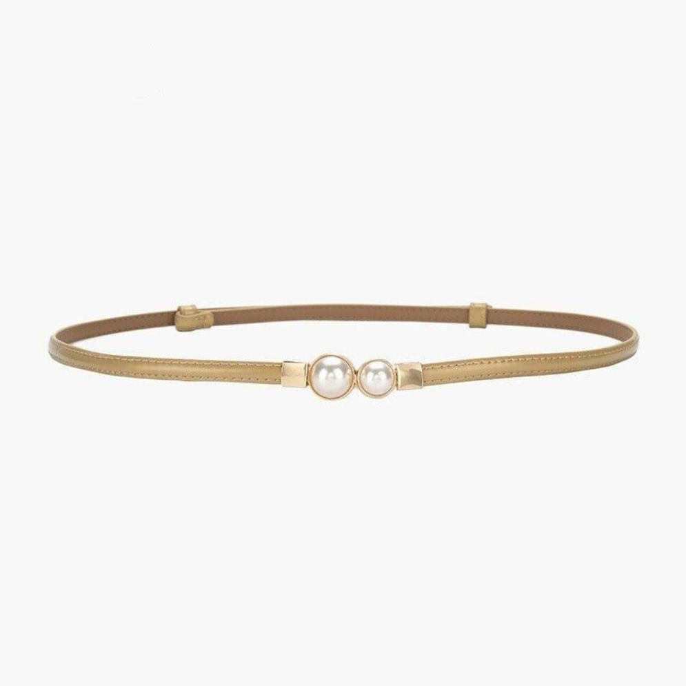 Ceinture Fine en Cuir pour Femme Modèle Krokae Dorée
