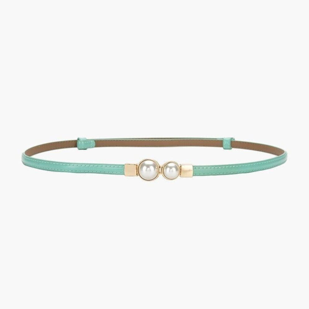 Ceinture Fine en Cuir pour Femme Modèle Krokae Verte
