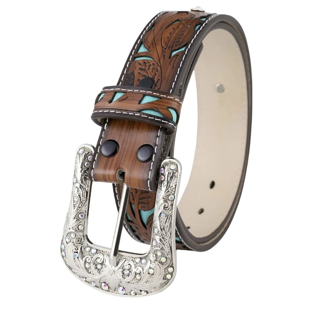 Ceinture Western avec Boucle à Strass Modèle Maeda