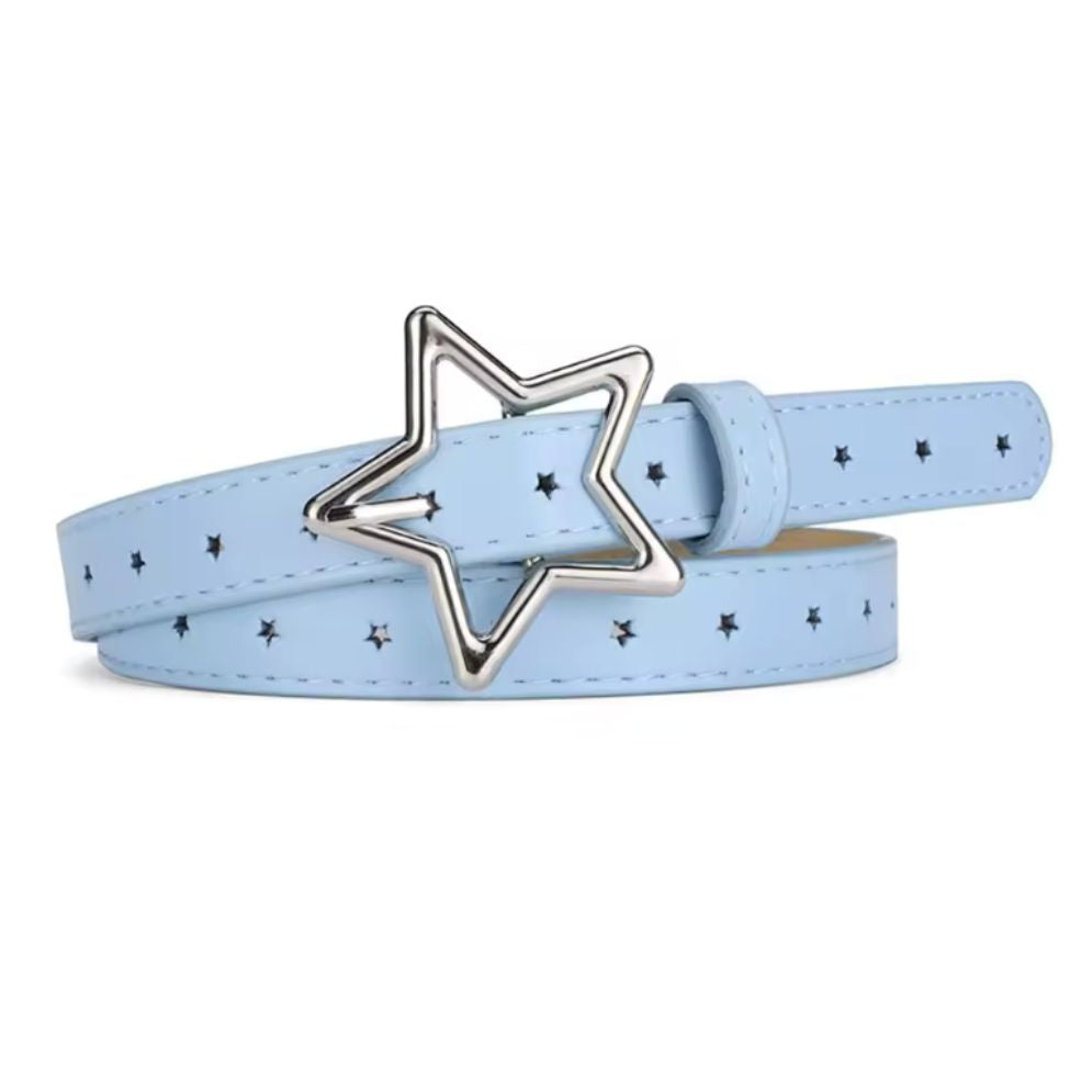 Ceinture Fine en Simili-Cuir à Étoile pour Fille et Garçons Bleue