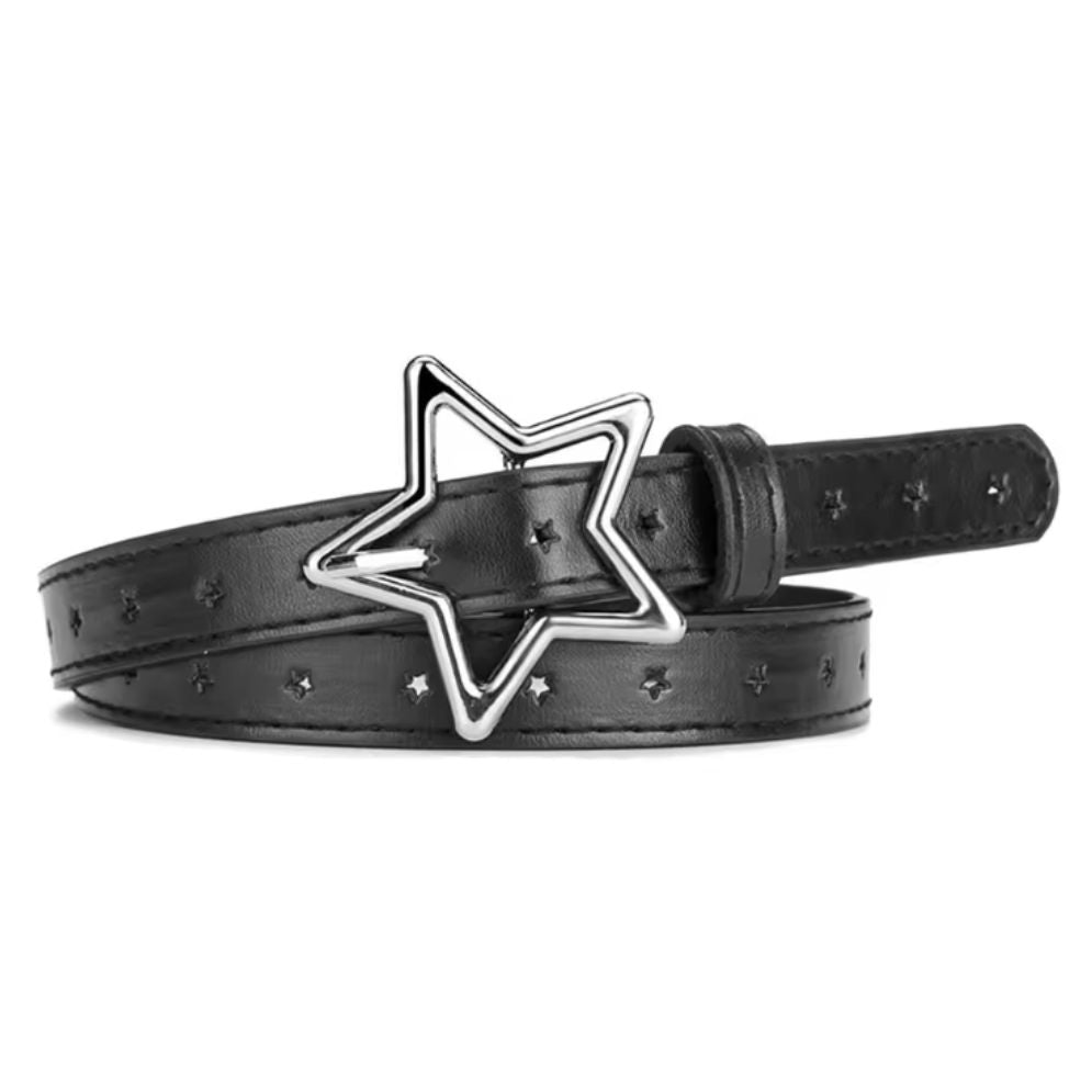 Ceinture Fine en Simili-Cuir à Étoile pour Fille et Garçons Noire