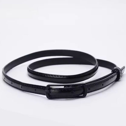 Ceinture Fine en Simili Cuir pour Fille Plusieurs Couleurs Noire