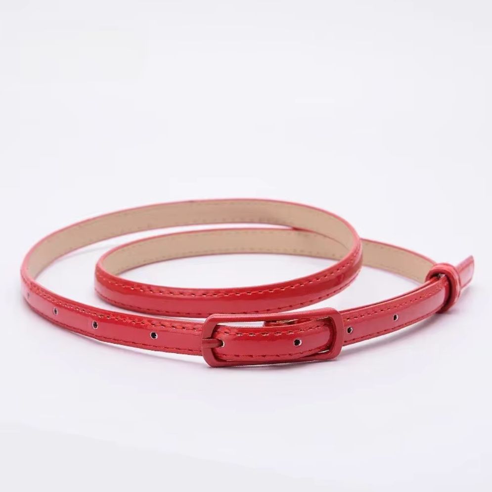 Ceinture Fine en Simili Cuir pour Fille Plusieurs Couleurs Rouge