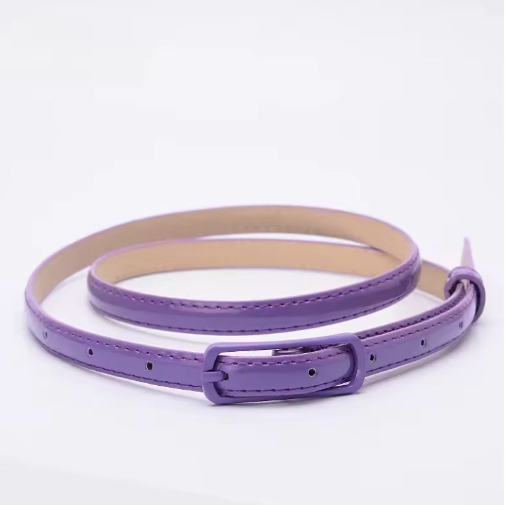 Ceinture Fine en Simili Cuir pour Fille Plusieurs Couleurs Violette