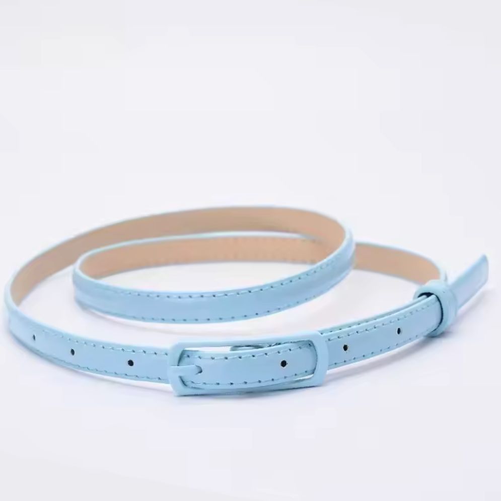 Ceinture Fine en Simili Cuir pour Fille Plusieurs Couleurs Bleue Ciel