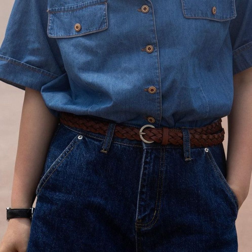 Ceinture Fine Tressée en Cuir Modèle Bedisa - La Ceinturerie