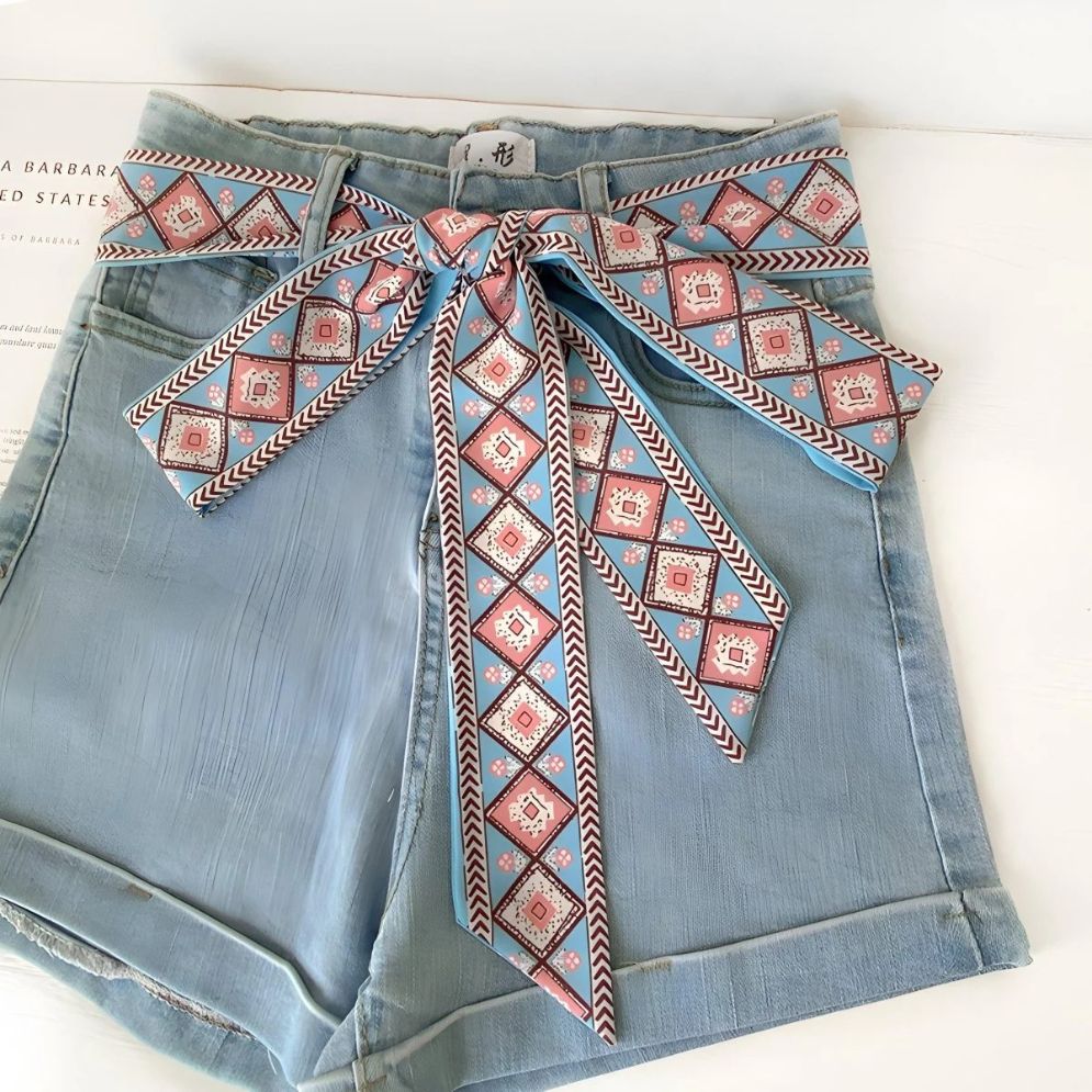 Ceinture Foulard à Motifs Carreaux Abstraits Modèle Jaelynn - La Ceinturerie