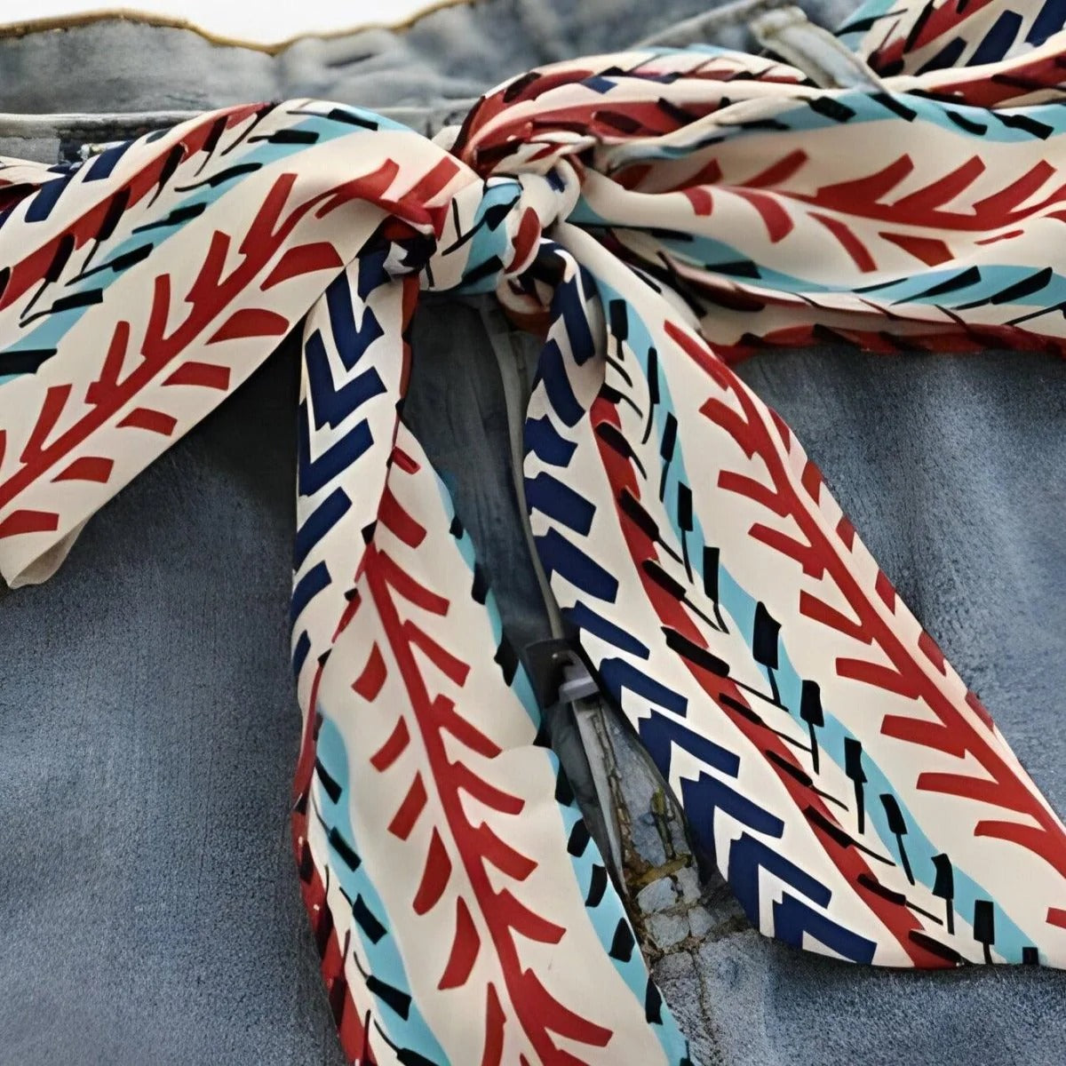 Ceinture Foulard Feuilles et Chevrons Modèle Otha - La Ceinturerie