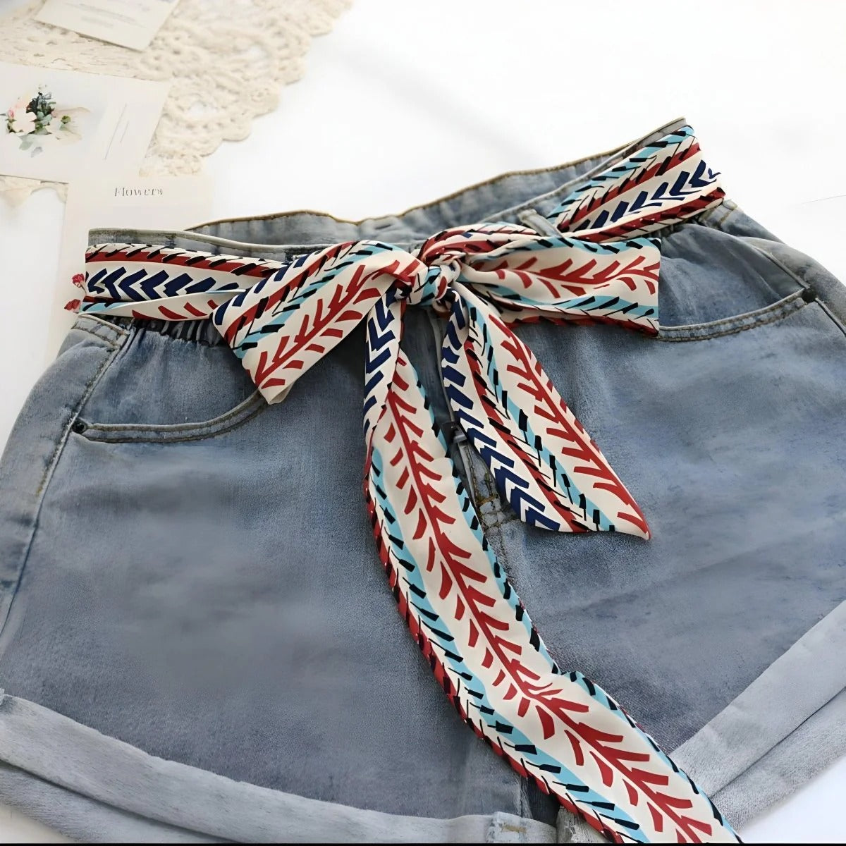 Ceinture Foulard Feuilles et Chevrons Modèle Otha - La Ceinturerie