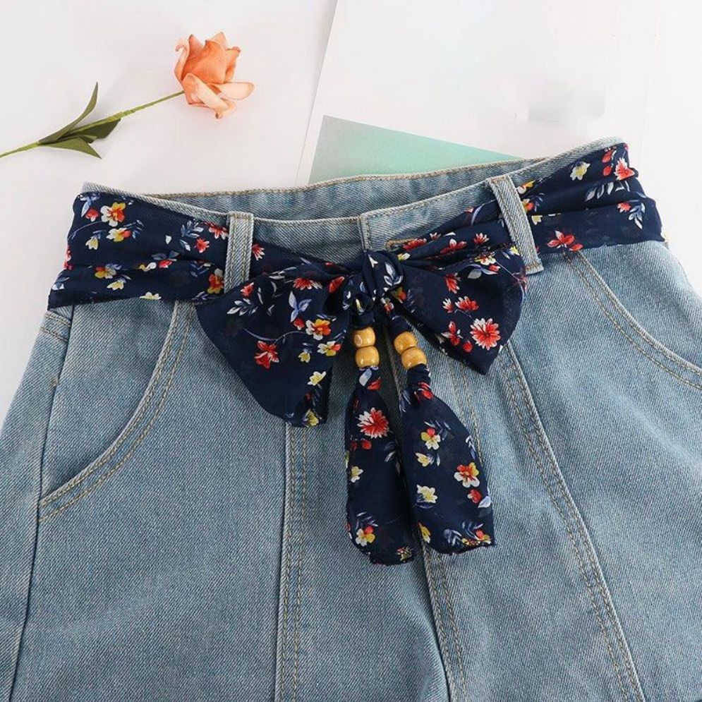 Ceinture Foulard avec Perles en Bois Modèle Alpui - La Ceinturerie

