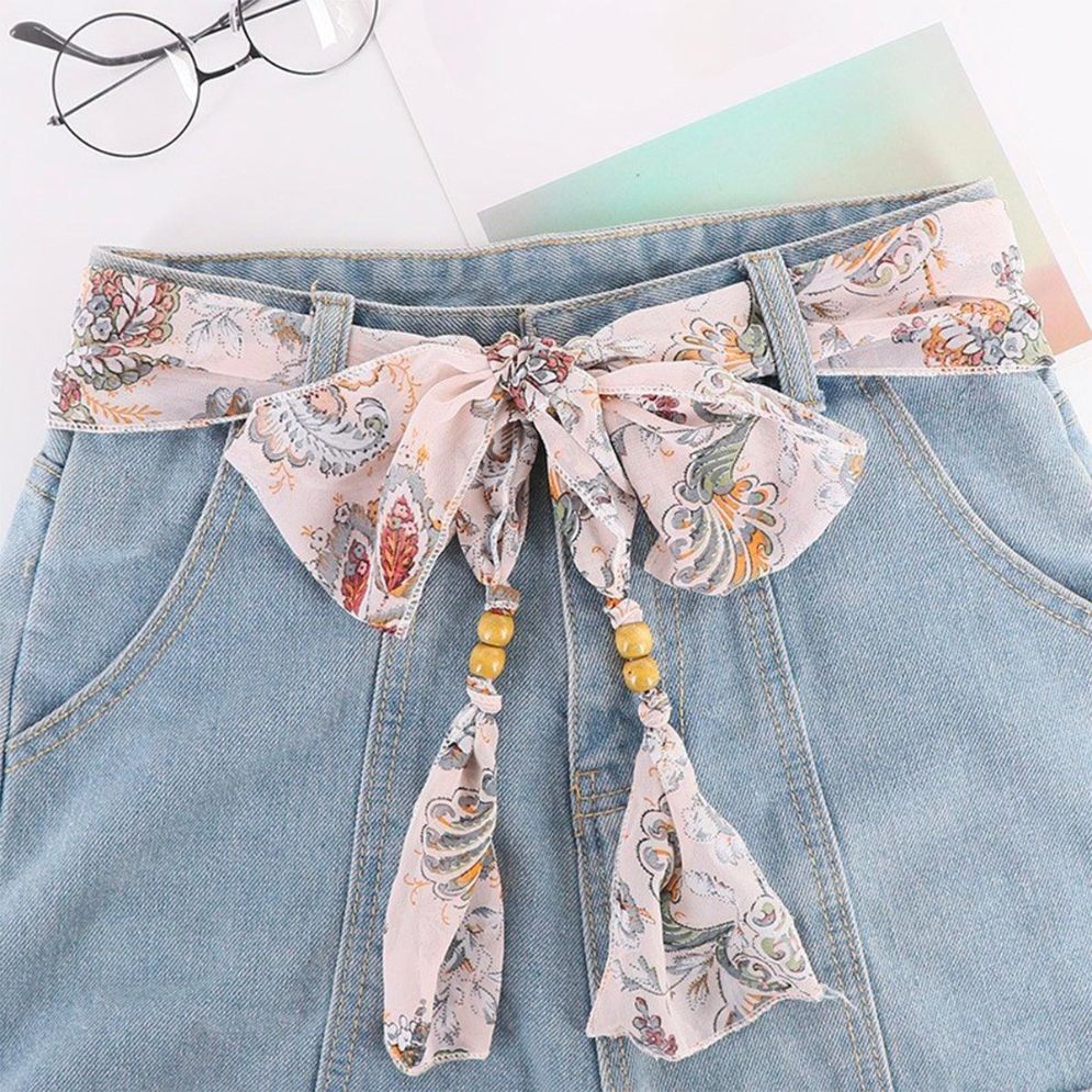 Ceinture Foulard avec Perles en Bois Modèle Alpui - La Ceinturerie
