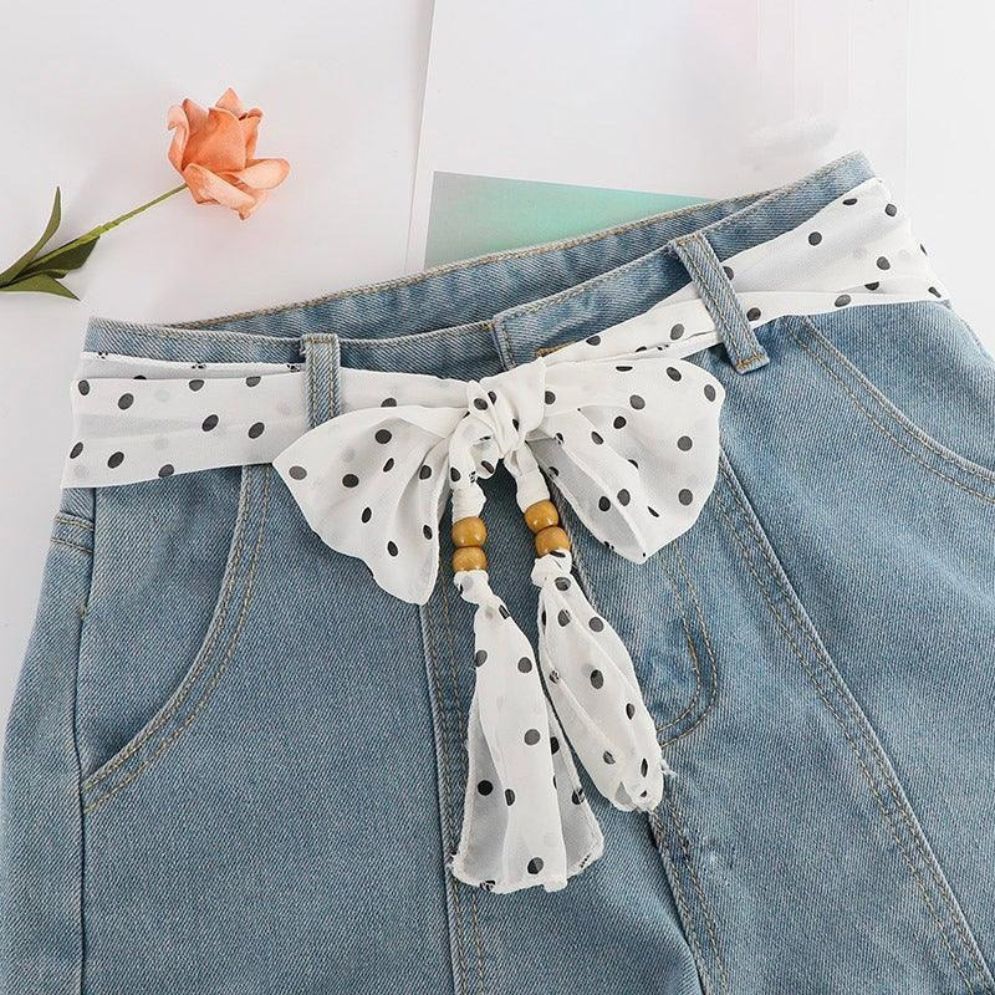 Ceinture Foulard avec Perles en Bois Modèle Alpui - La Ceinturerie
