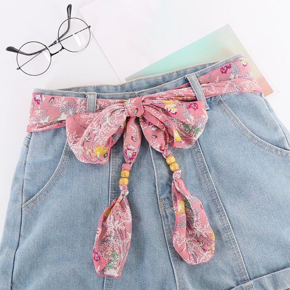 Ceinture Foulard avec Perles en Bois Modèle Alpui - La Ceinturerie
