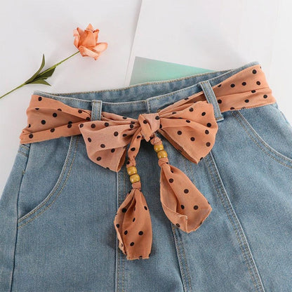 Ceinture Foulard avec Perles en Bois Modèle Alpui - La Ceinturerie
