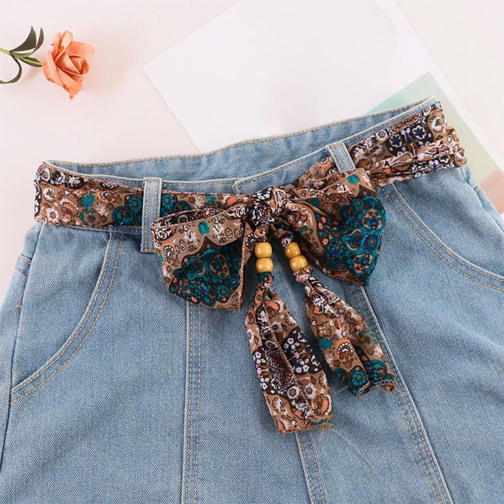 Ceinture Foulard avec Perles en Bois Modèle Alpui - La Ceinturerie
