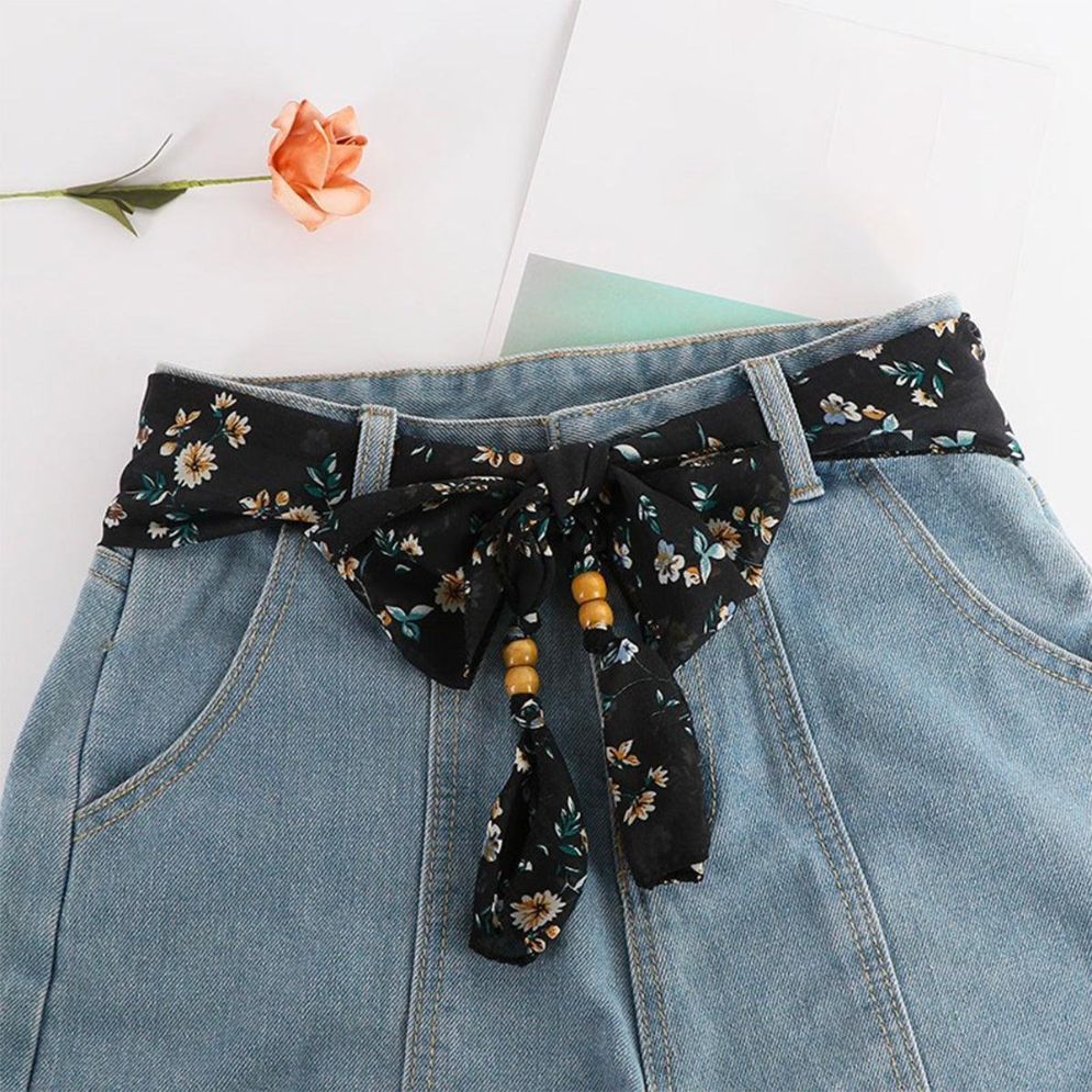 Ceinture Foulard avec Perles en Bois Modèle Alpui - La Ceinturerie
