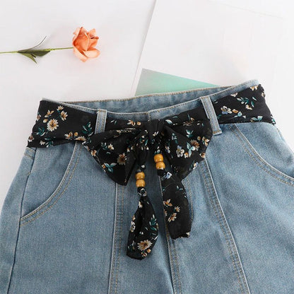 Ceinture Foulard avec Perles en Bois Modèle Alpui - La Ceinturerie
