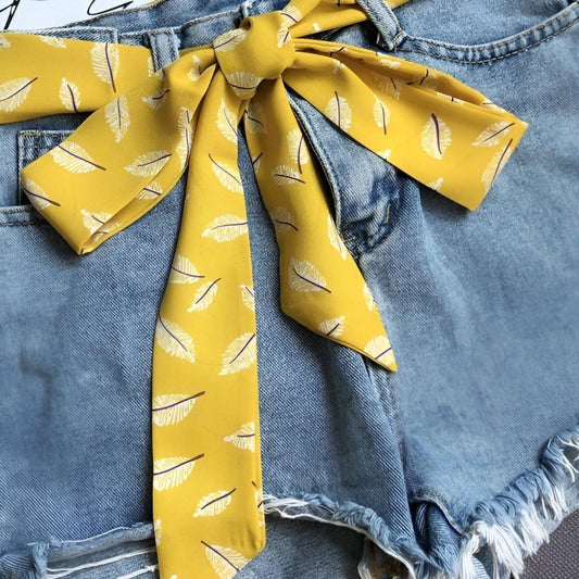 Ceinture Foulard Motif à Feuilles Modèle Betty - La Ceinturerie
