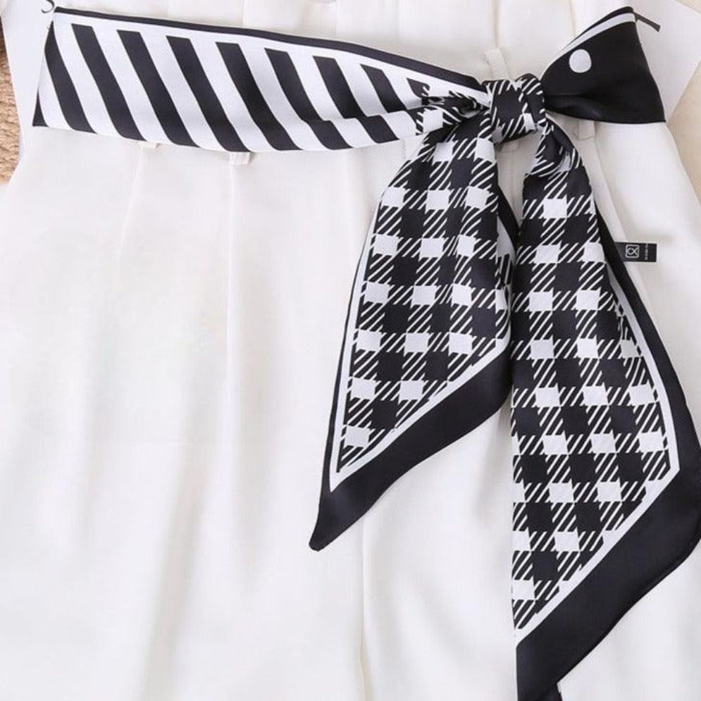 Ceinture Foulard Noire Blanche Carreaux Modèle Rinia