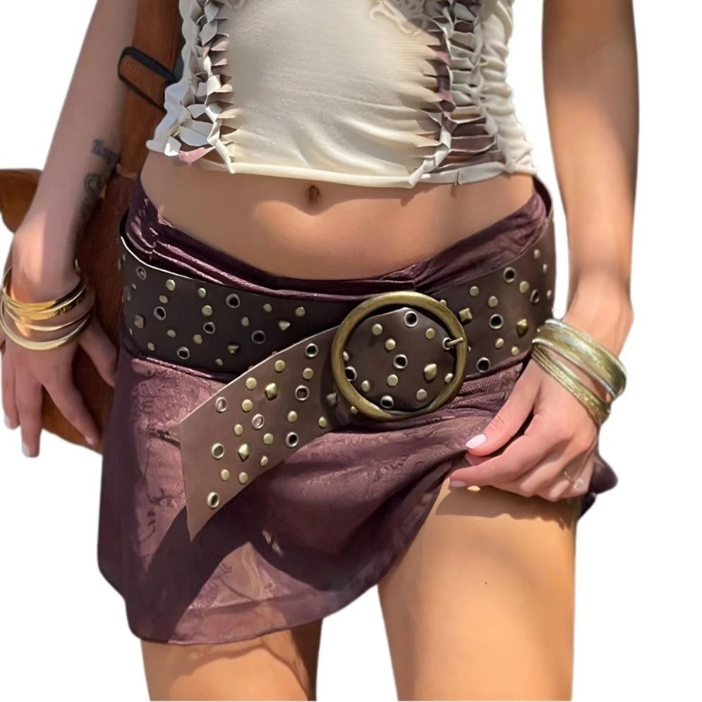 Ceinture Large Oeillets Rivets Pour femme Modèle Ari