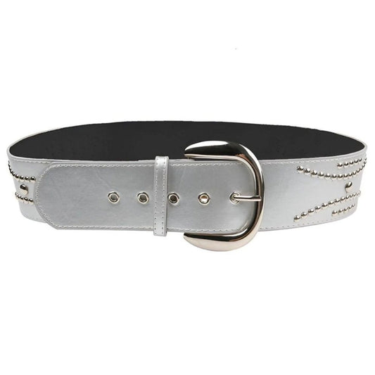 Ceinture Large Argentée à Rivets Modèle Morgane - La Ceinturerie