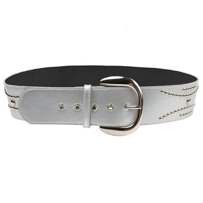Ceinture Large Argentée à Rivets Modèle Morgane - La Ceinturerie