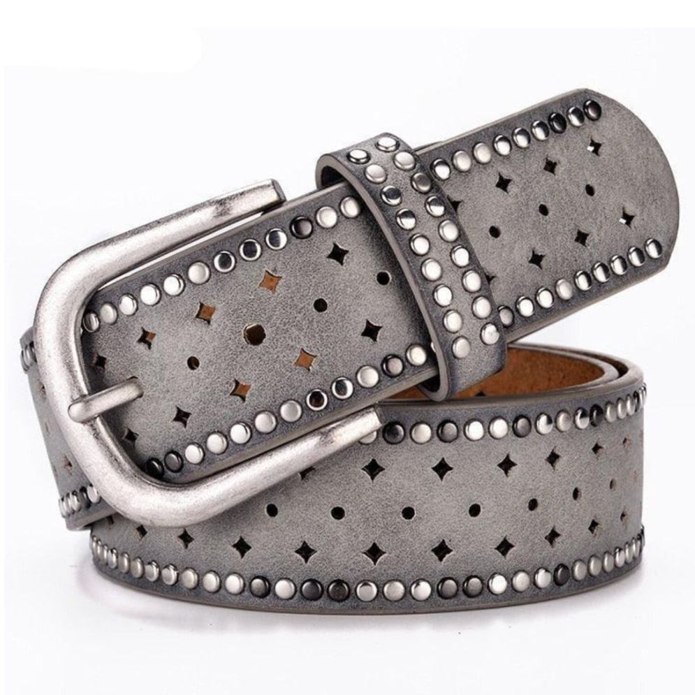 Ceinture Large Argentée à Rivets - La Ceinturerie

