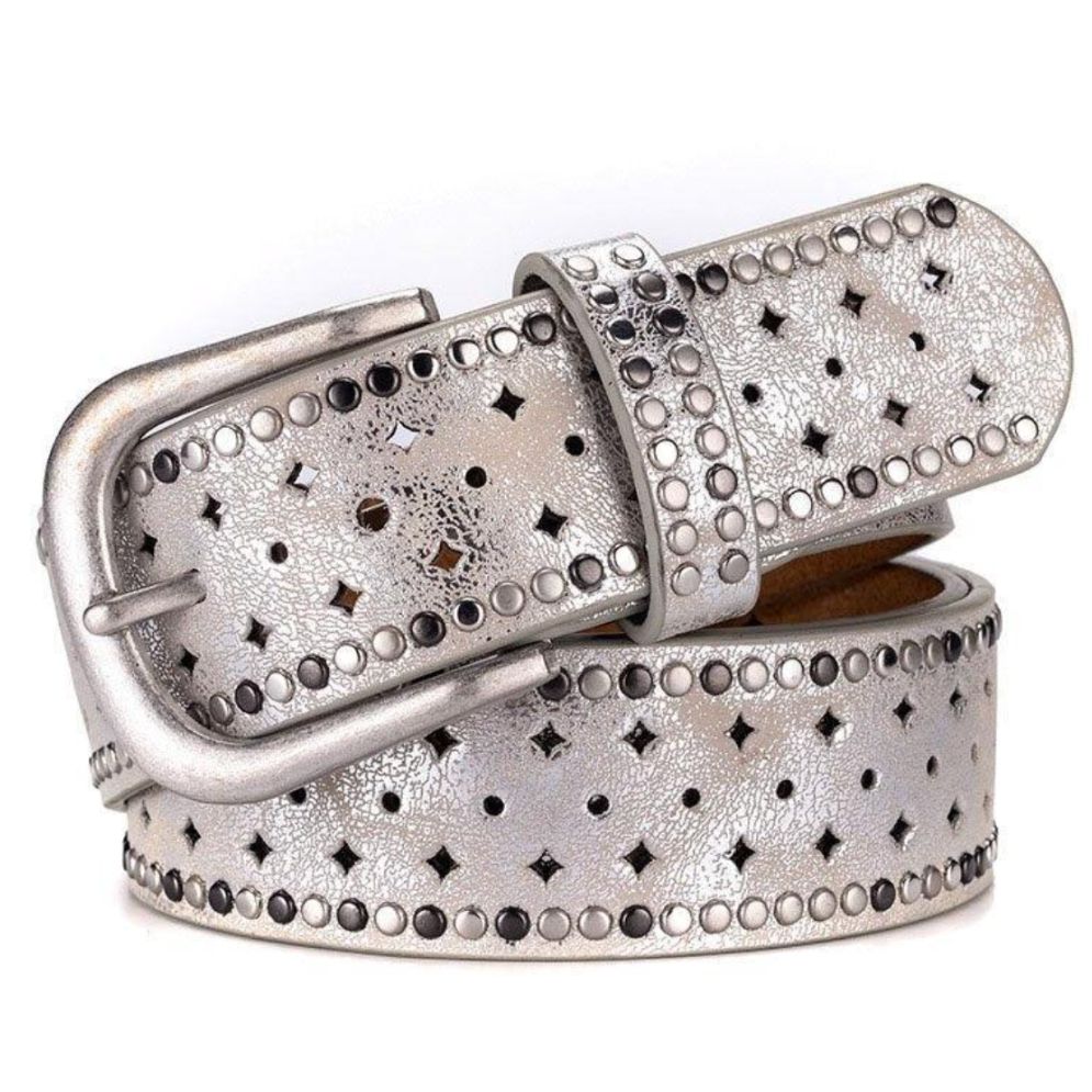 Ceinture Large Argentée à Rivets - La Ceinturerie

