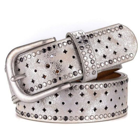 Ceinture Large Argentée à Rivets - La Ceinturerie

