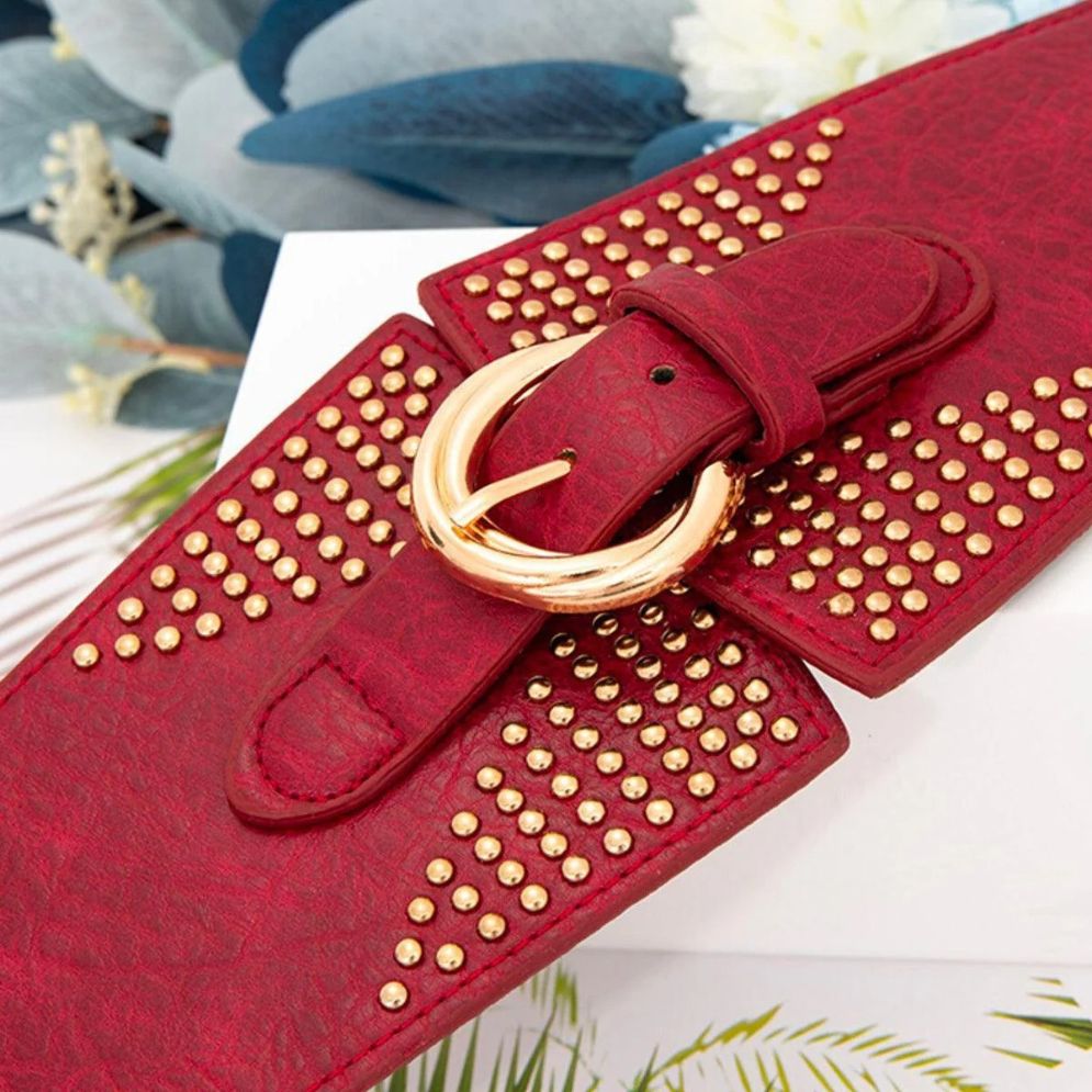 Ceinture Élastique Cloutée Taille Haute Modèle Manon - La Ceinturerie