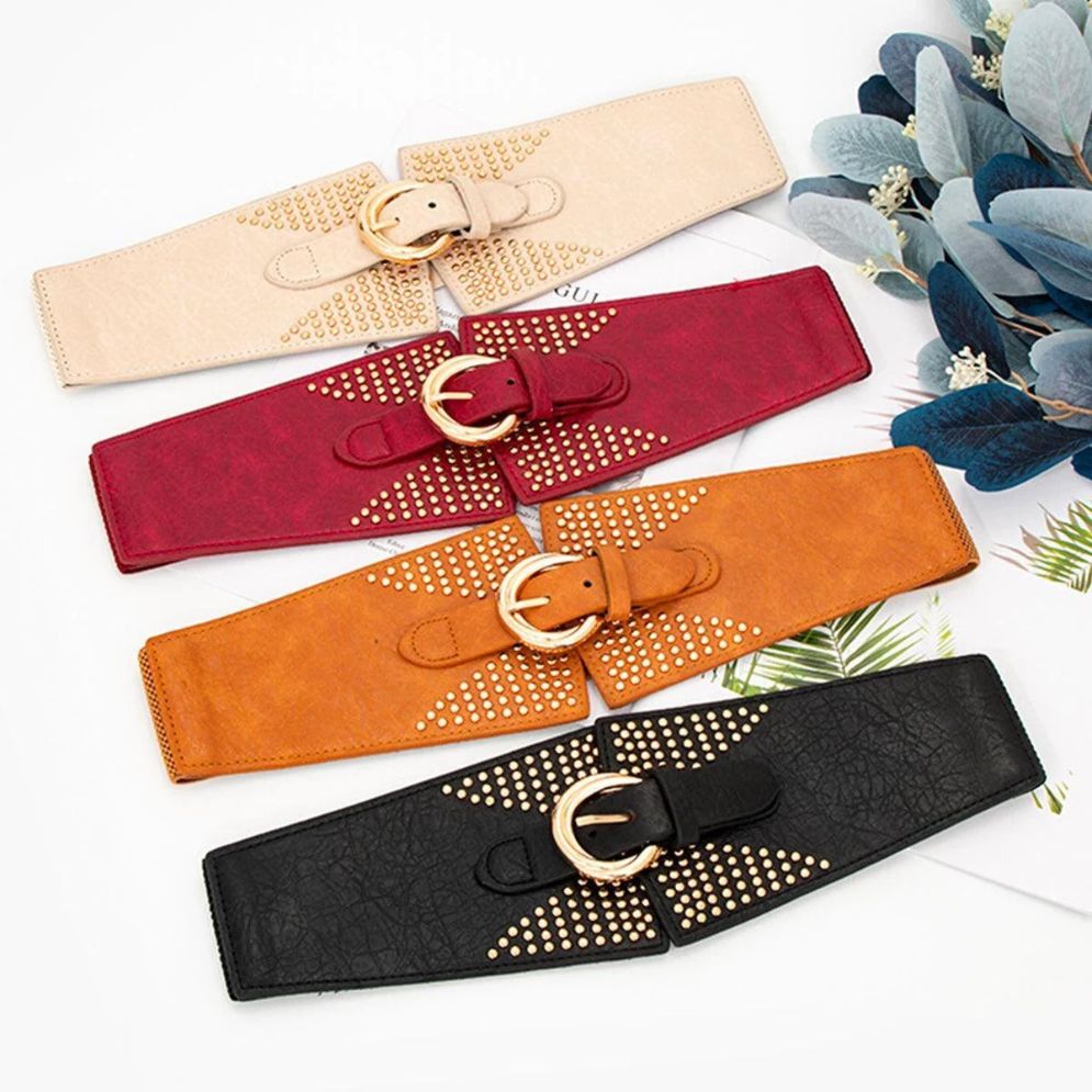 Ceinture Élastique Cloutée Taille Haute Modèle Manon - La Ceinturerie