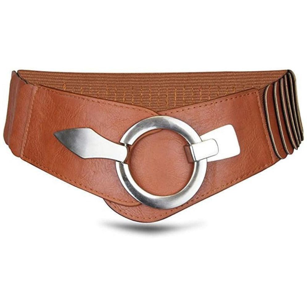 Ceinture Large Élastique Taille Haute Pour Femme Modèle Clara Marron