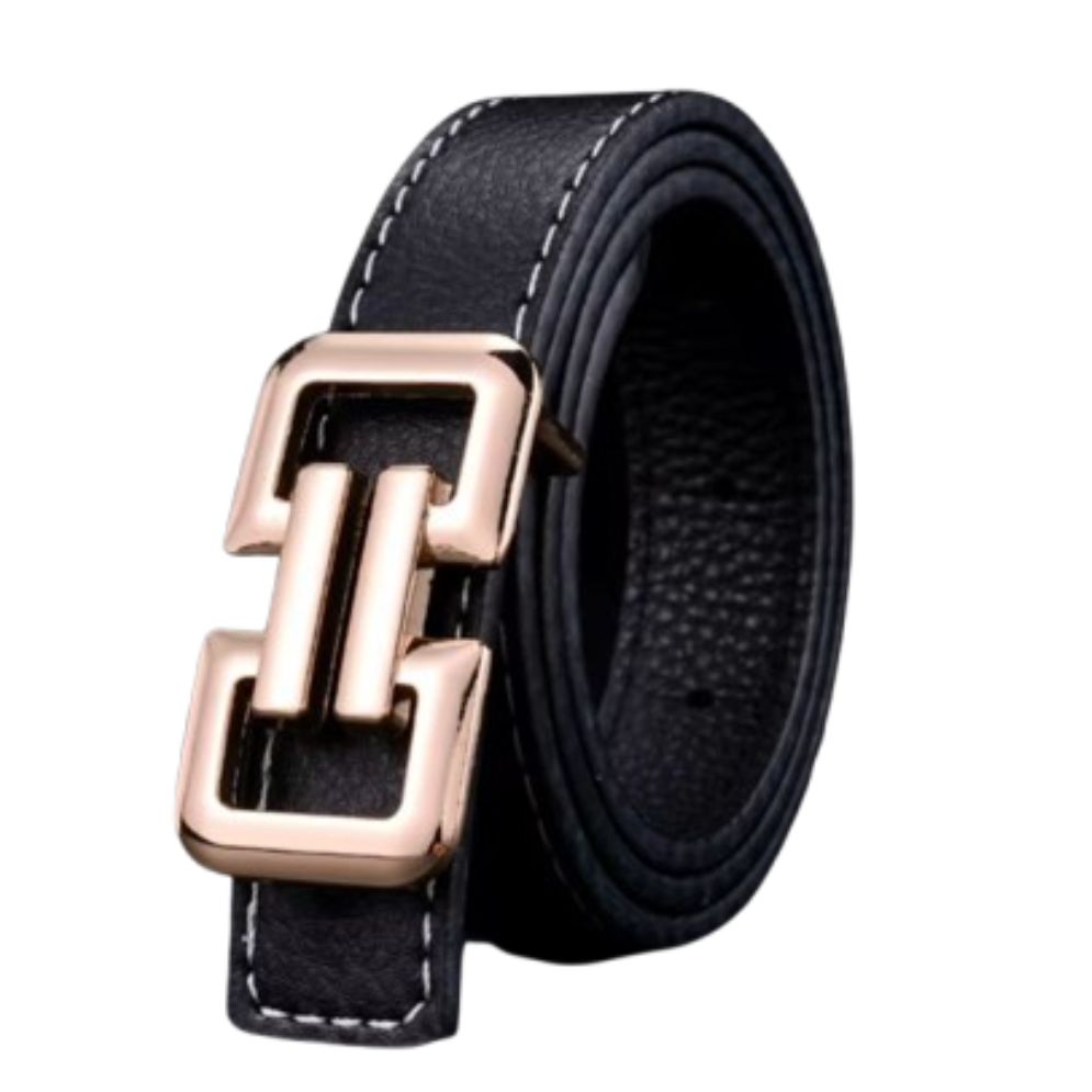 Ceinture Luxe Garçon en Simili-Cuir Grainé Noire

