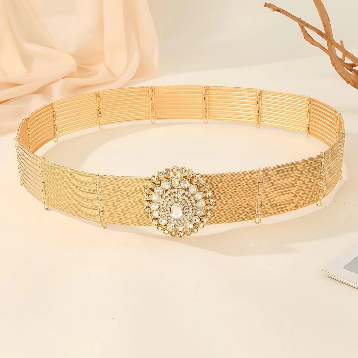 Ceinture Marocaine Ardillon Diamants Modèle Khadra - La Ceinturerie