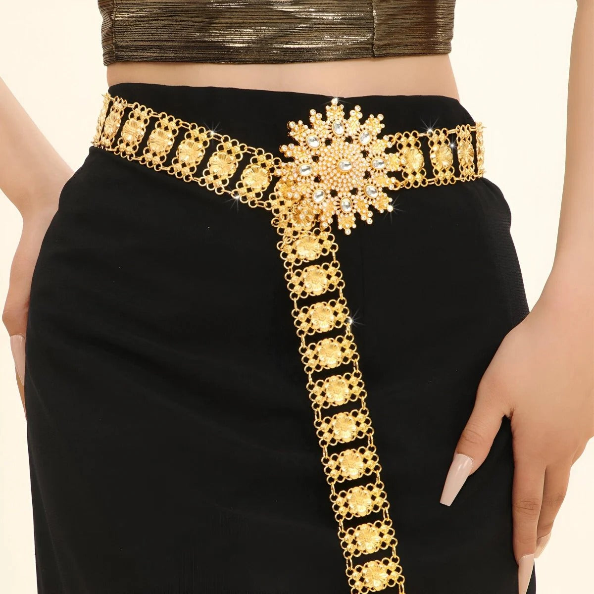 Ceinture Marocaine Incrustée de Strass Modèle Siqli - La Ceinturerie