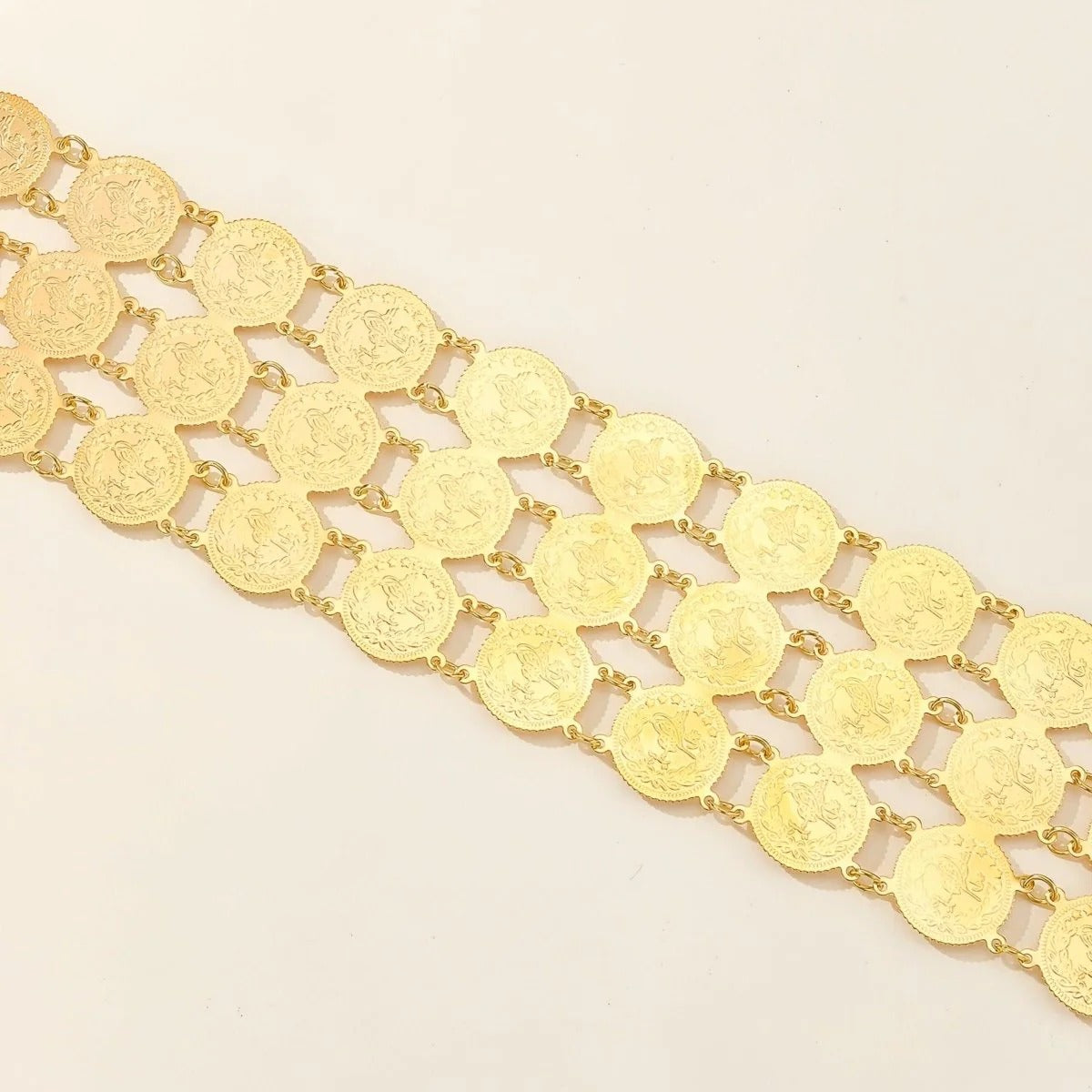 Ceinture Marocaine Dorée Triple Chaîne Modèle Rabya