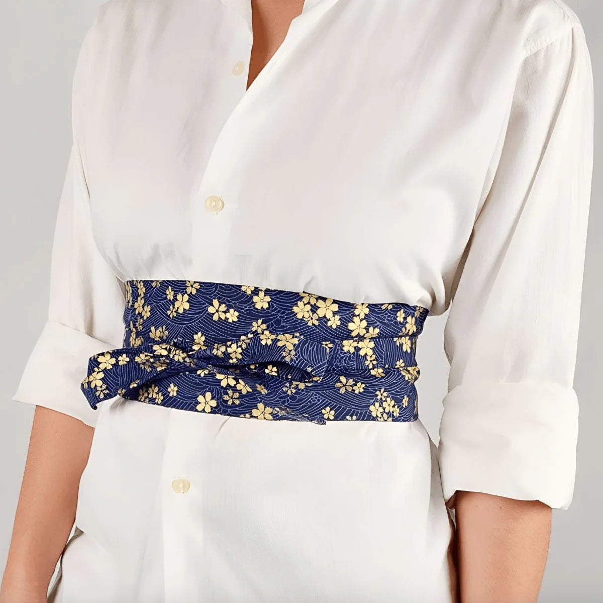 Ceinture Obi à Motifs Fleurs de Sakura Modèle Vipi - La Ceinturerie