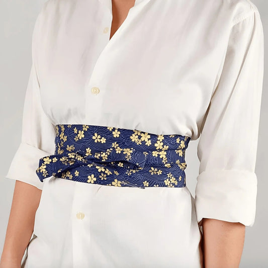 Ceinture Obi à Motifs Fleurs de Sakura Modèle Vipi - La Ceinturerie