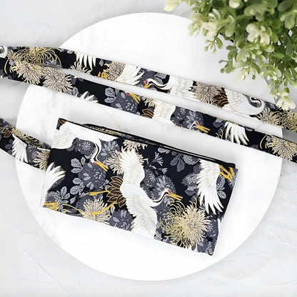 Ceinture Obi à Motifs Grues Chrysantèmes Modèle Pooja - La Ceinturerie