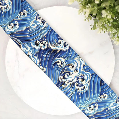 Ceinture Obi à Motifs Vague Japonaise Modèle Iseult - La Ceinturerie